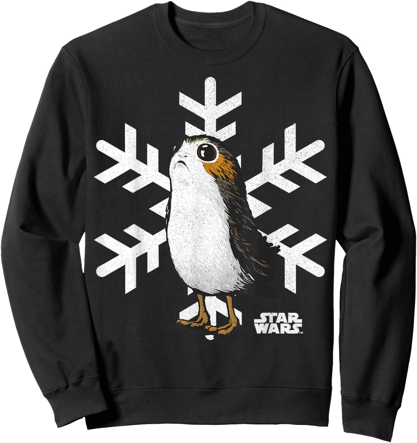 Star Wars Porg Snowflake Christmas Holiday Graphic Sweatshirt - Sweatshirt | Black