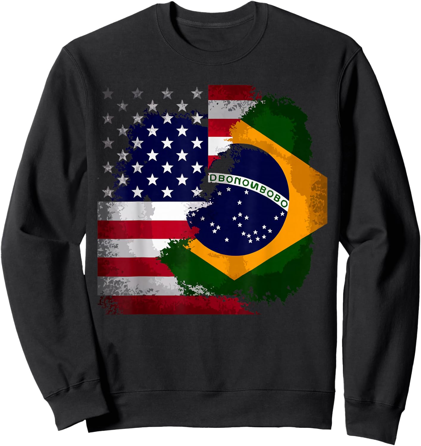 Half American Half Brazilian USA Flag Brazil America Sweatshirt - Sweatshirt | Black