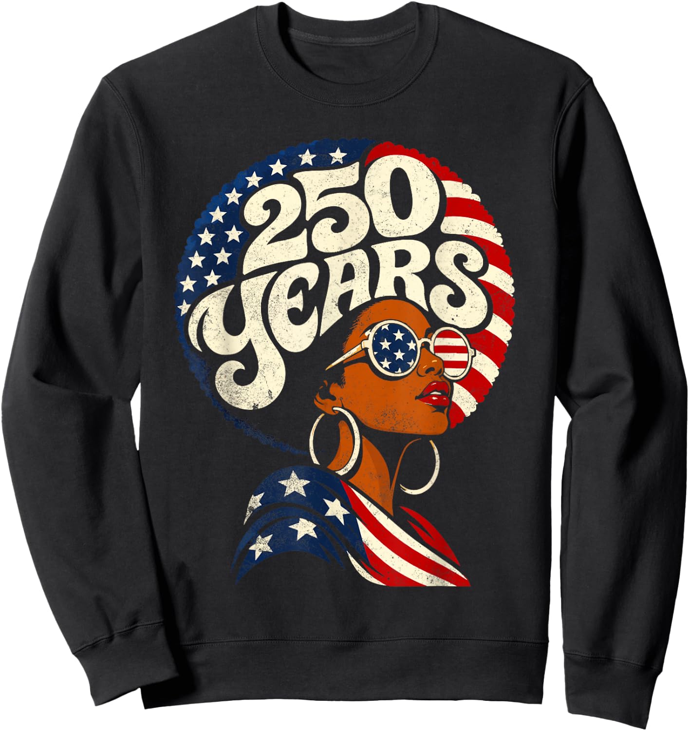 Fourth of July Black African American 250th Anniversary USA Sweatshirt - Sweatshirt | Black