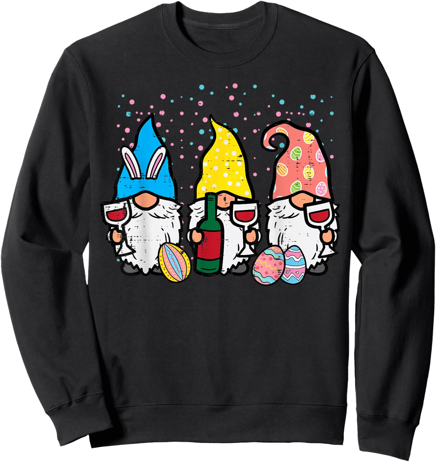 Easter Bunny Gnomes Funny Spring Gnomies Matching Mom Women Sweatshirt - Sweatshirt | Black
