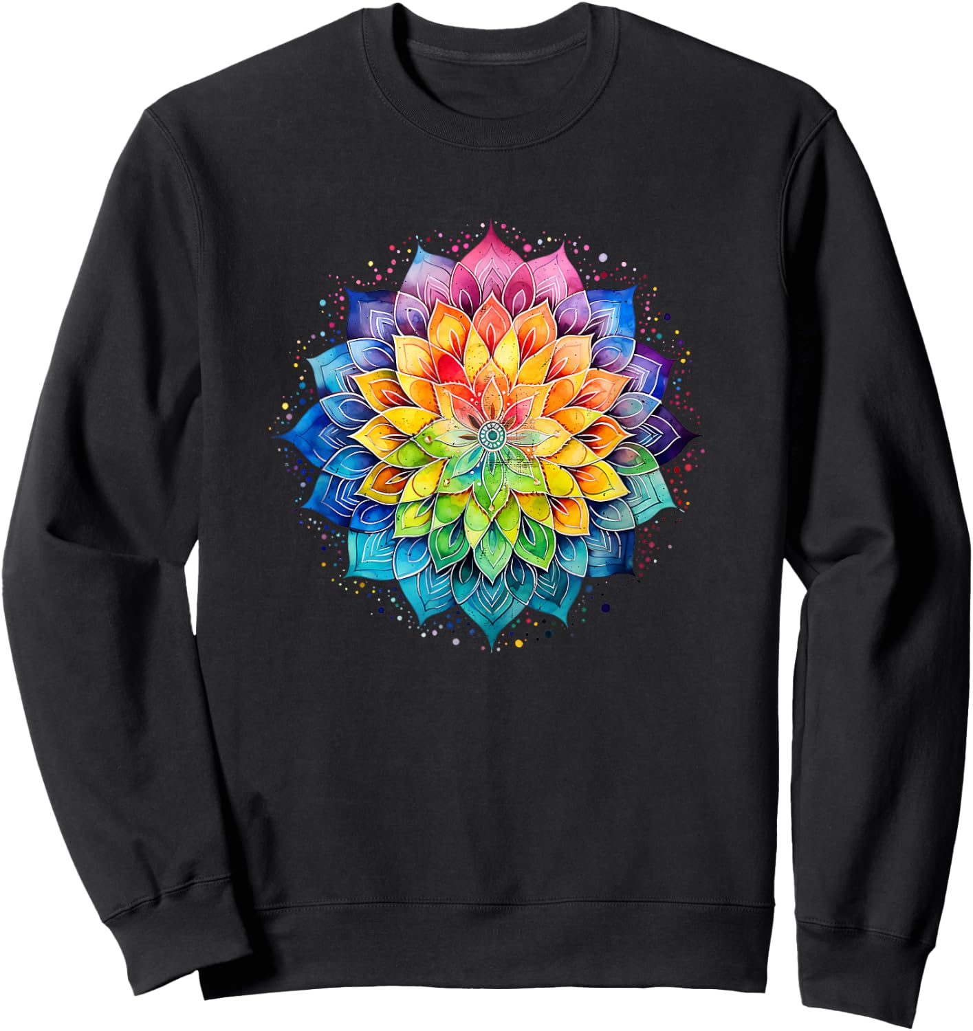 Lotus Flower Rainbow Mandala Yoga Meditation Mindfulness , black Sweatshirt - Sweatshirt | Black