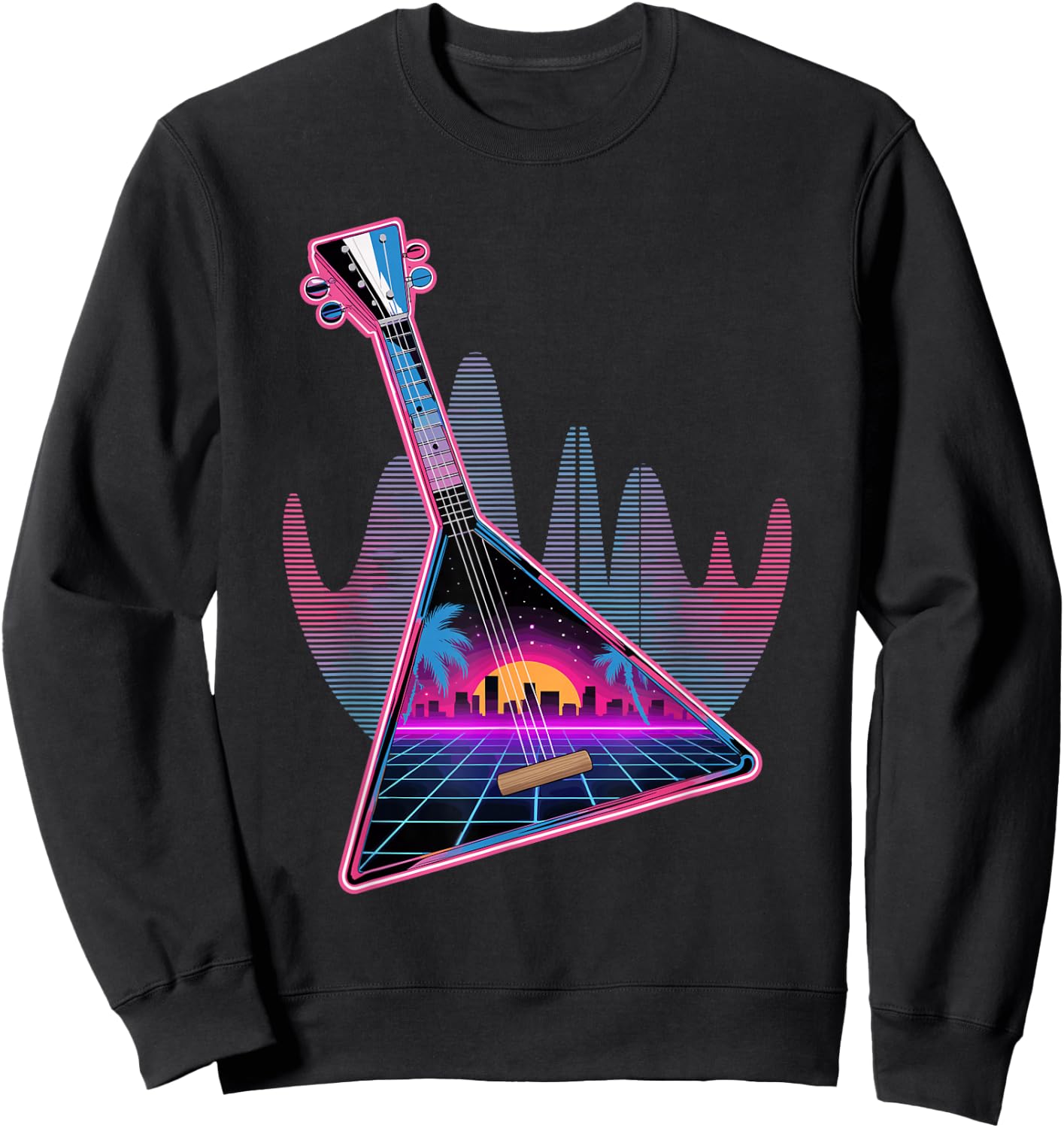 Retro Synthwave Balalaika Sweatshirt - Sweatshirt | Black