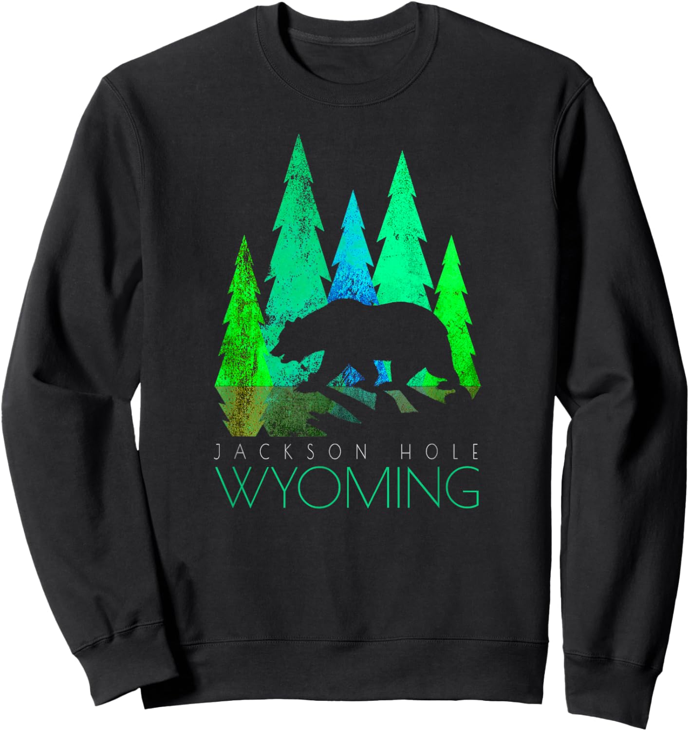 Jackson Hole - Wyoming - Bear and Trees - Jackson Hole Sweatshirt - Sweatshirt | Black