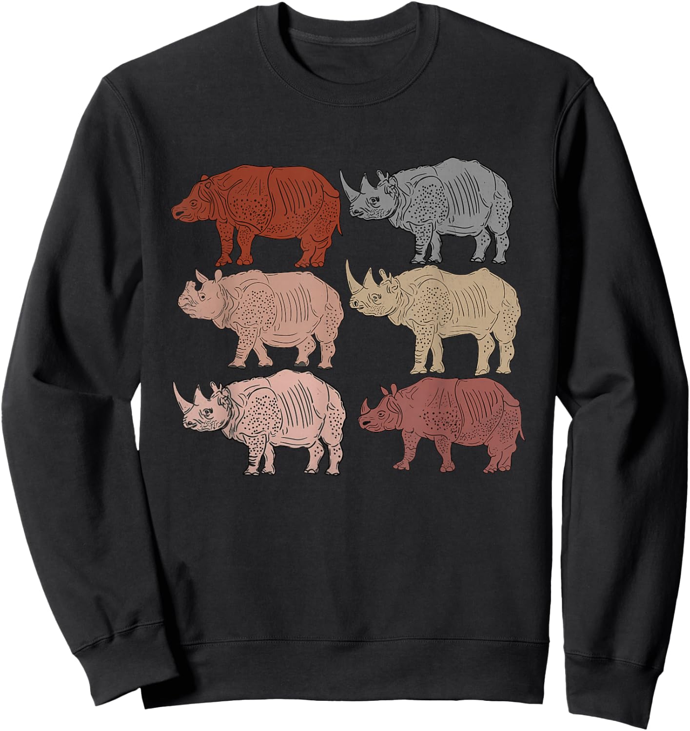 Vintage Rhino Lovers Children Zoology Retro Rhino Sweatshirt - Sweatshirt | Black