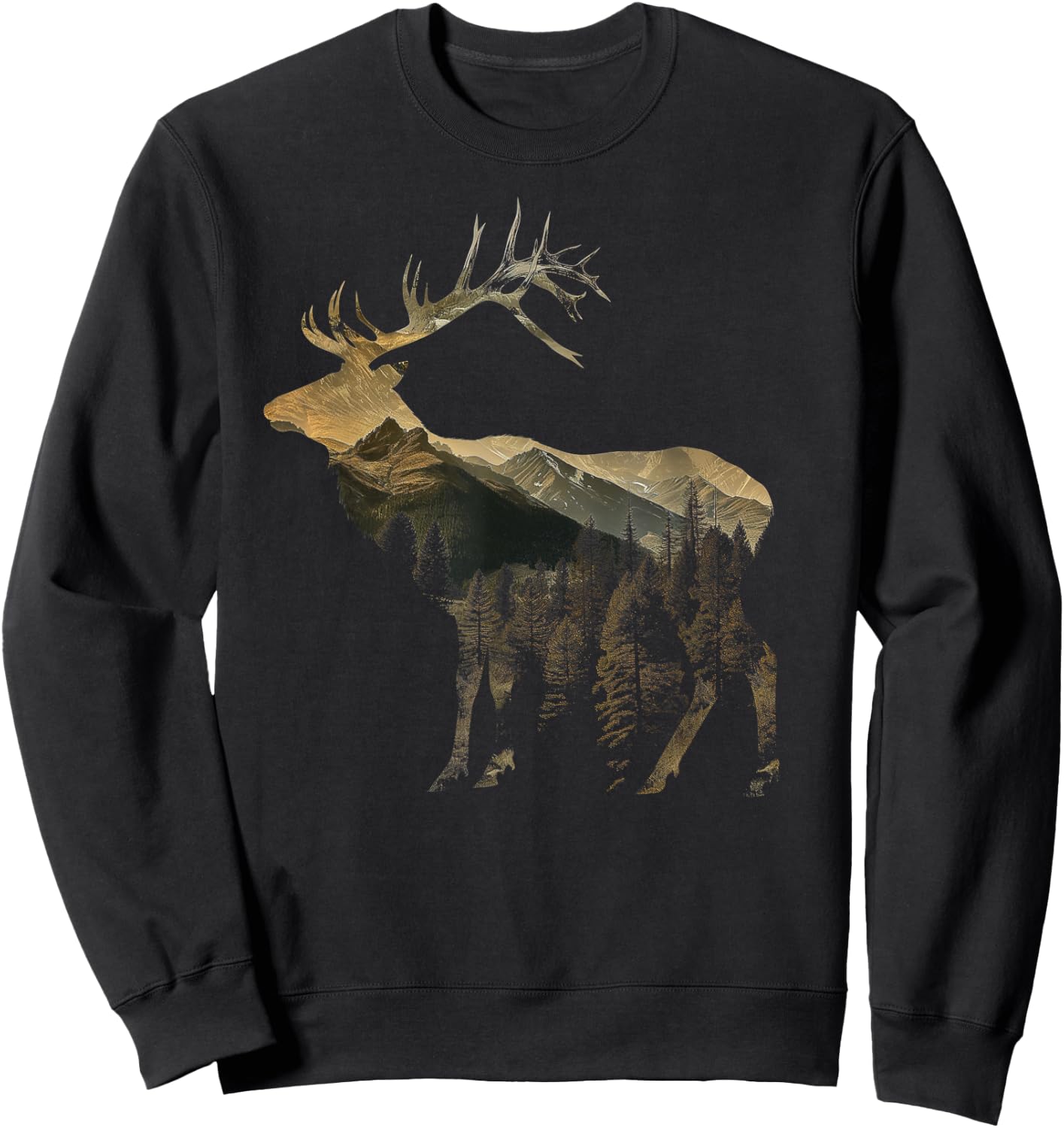 Elk Hunter Hunting Nature Lover Mountains Hiking Sweatshirt - Sweatshirt | Black