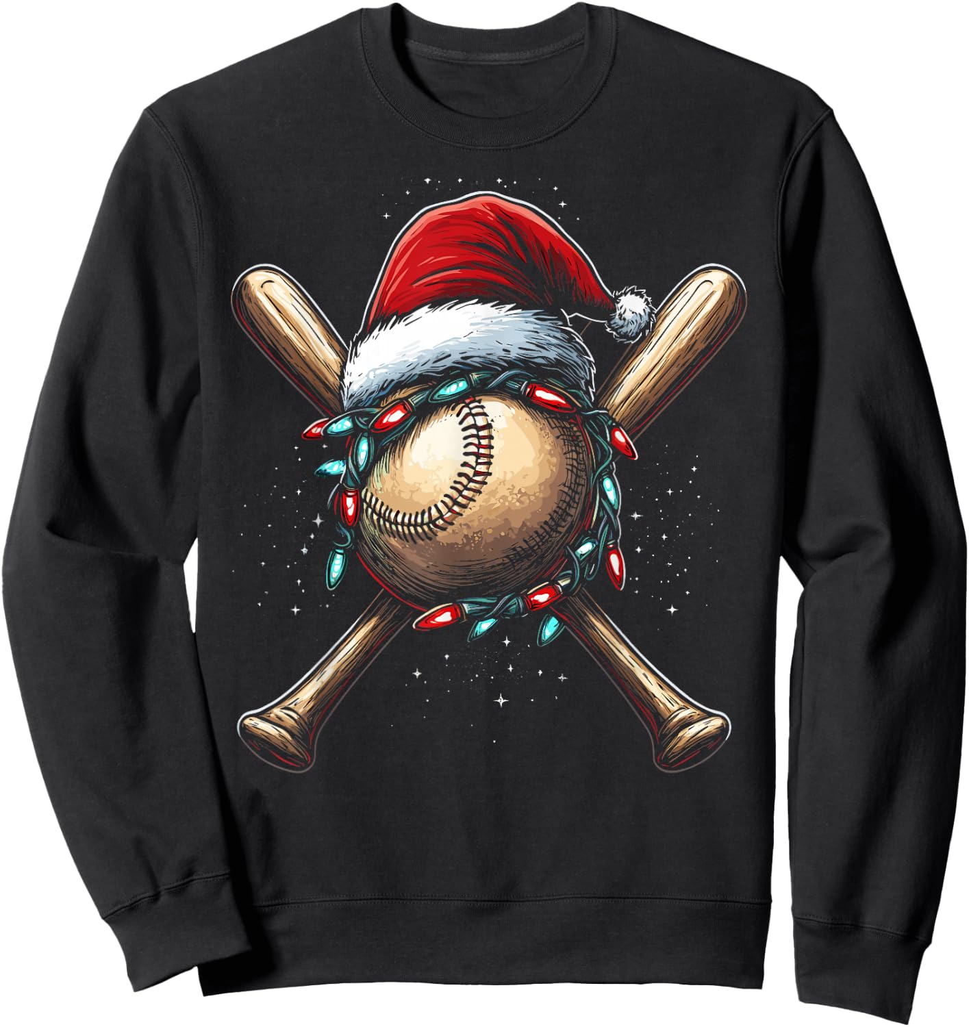 Christmas Baseball Pajama Santa Boys Girls Kids Xmas Sweatshirt - Sweatshirt | Black