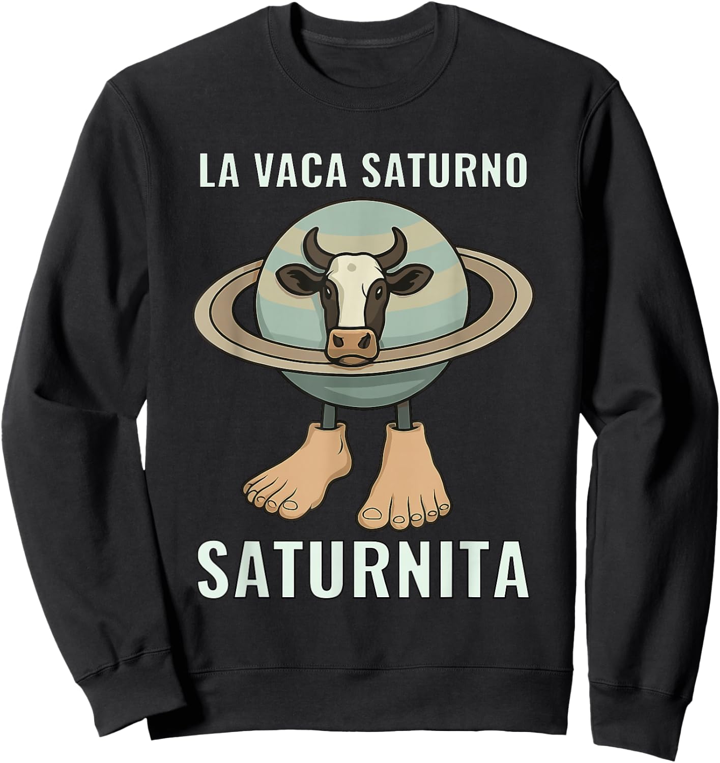 Saturnita Cow Planet Meme Sweatshirt - Sweatshirt | Black