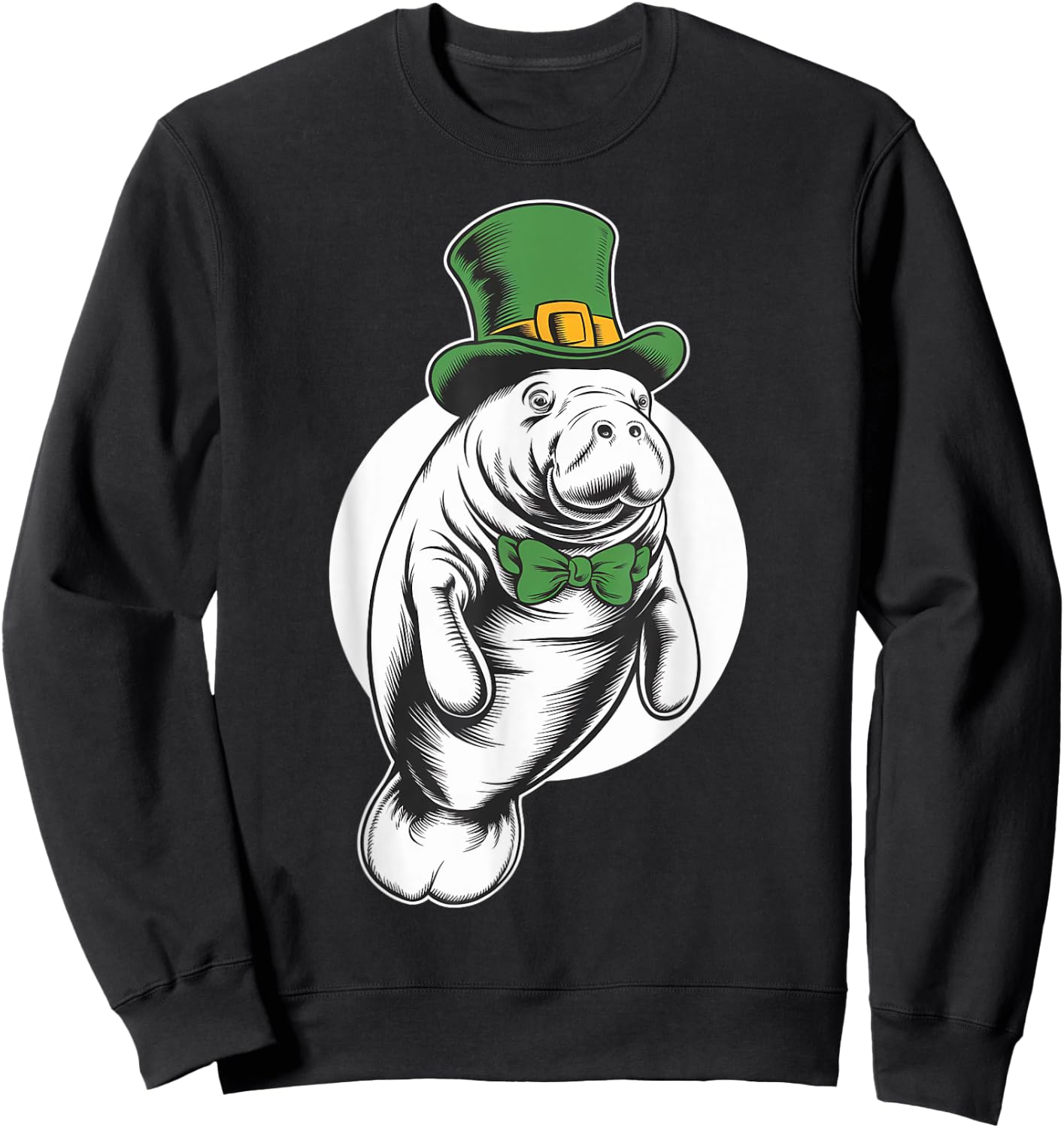 Green Manatee shamrock on St Patricks Day Manatee Sweatshirt - Sweatshirt | Black