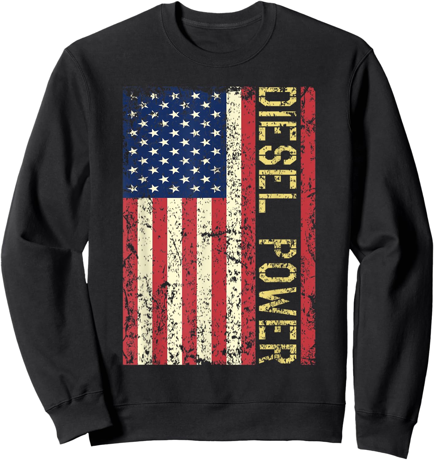 Vintage USA Flag Diesel Power Patriotic Truck Turbo Mechanic Sweatshirt - Sweatshirt | Black