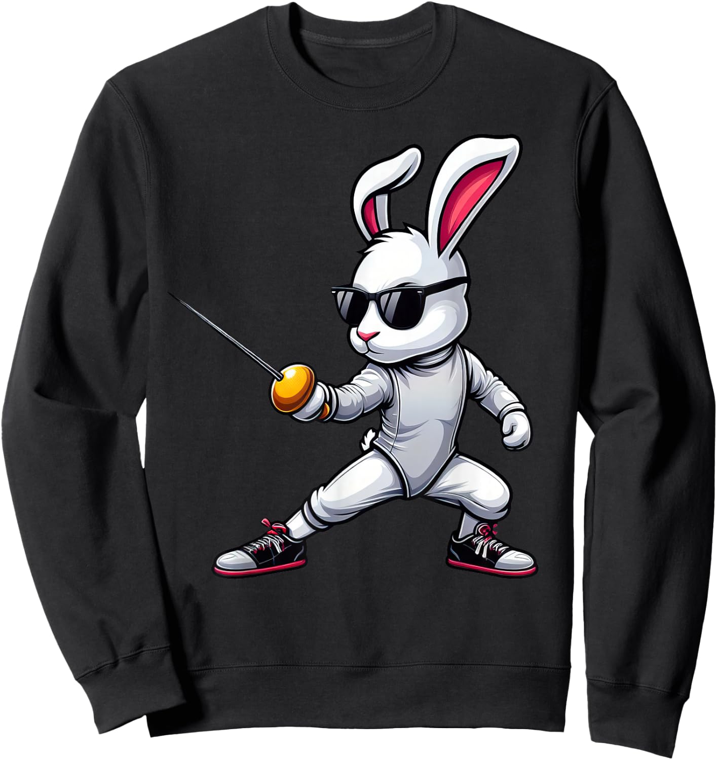 Funny Fencing Player Bunny Kids Men Easter Fencing Sweatshirt - Sweatshirt | Black