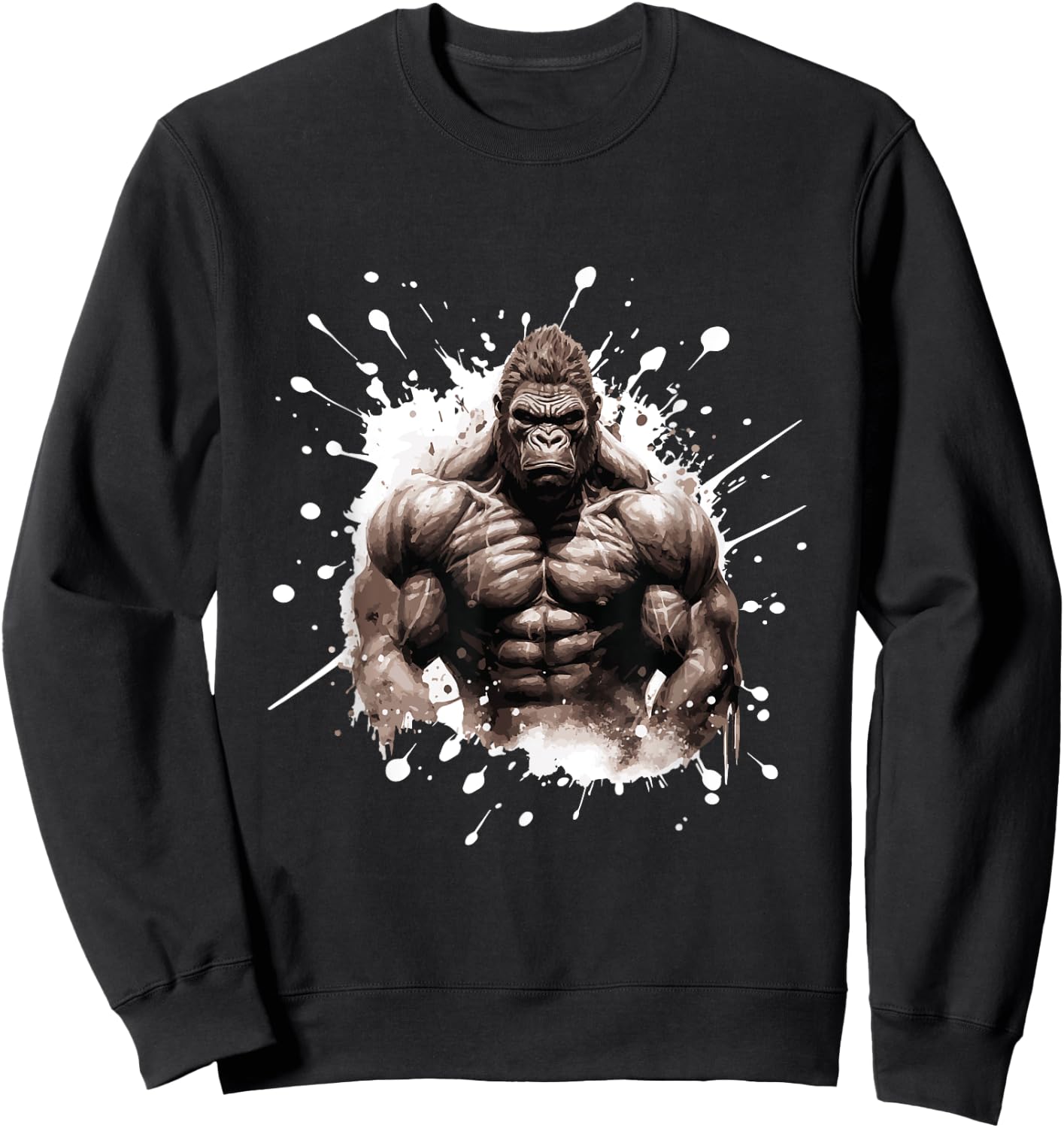 Gorilla with Muscles | Workout Gym Bodybuilding Sweatshirt - Sweatshirt | Black