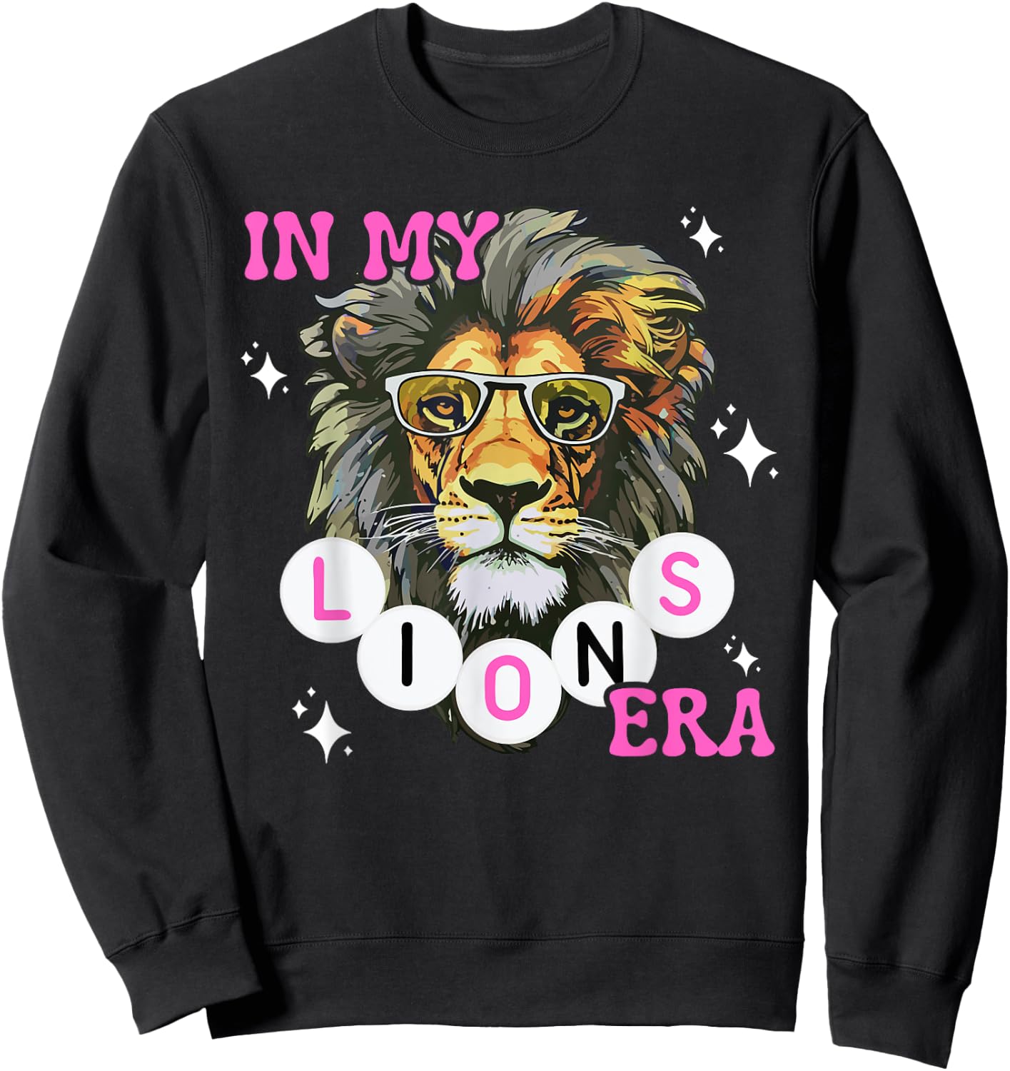 In My Lions Era Team Squad Back to School Mascot Spirit Game Sweatshirt - Sweatshirt | Black