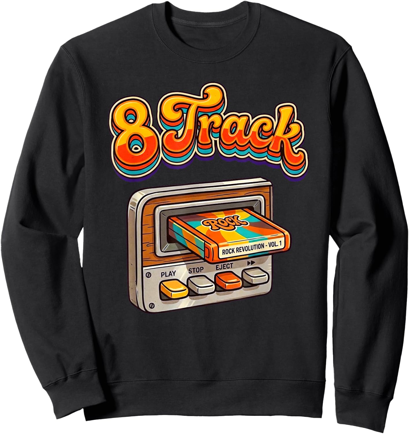 70s 8-Track Retro Vintage Sweatshirt - Sweatshirt | Black