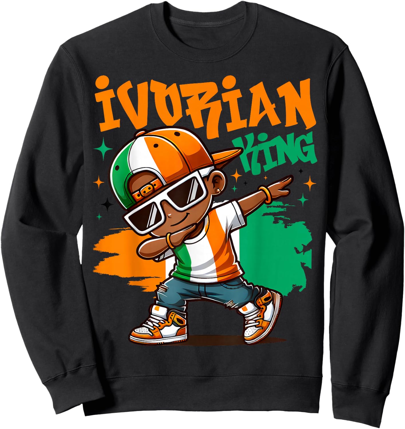 Ivory Coast Flag of King Ivorian Pride for Kids , Black, S Sweatshirt - Sweatshirt | Black