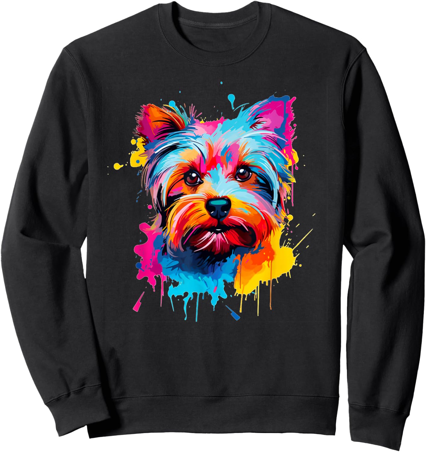 Cute Yorkshire Terrier Colorful Pop Art Yorkie Lover Sweatshirt - Sweatshirt | Black