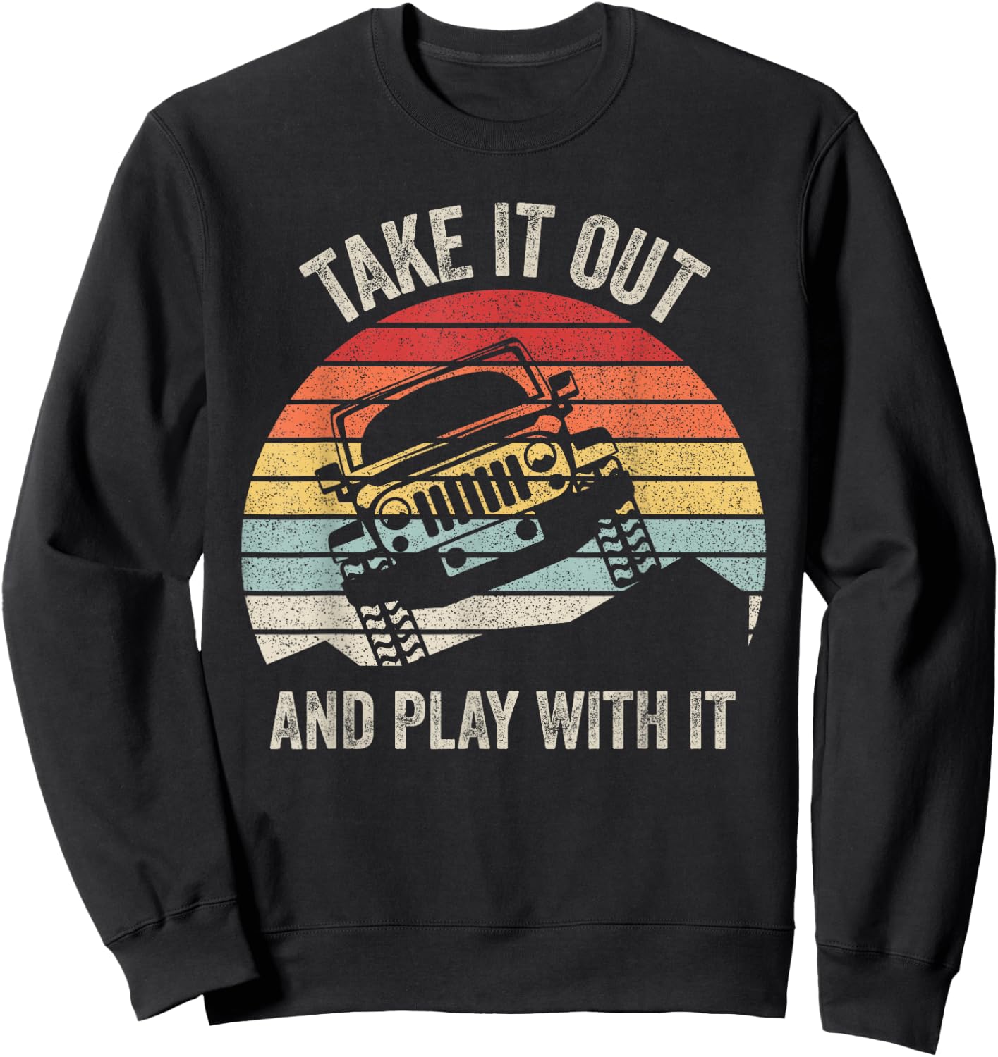 Catch Some Rays Vintage Retro Take It Out And Play With It Funny 4X4 Black -Adults Sweatshirt - Sweatshirt | Black