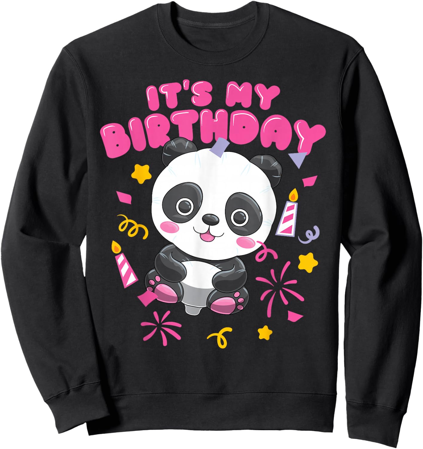 Kawaii Panda Balloon It's My Birthday Gift Girl Sweatshirt - Sweatshirt | Black