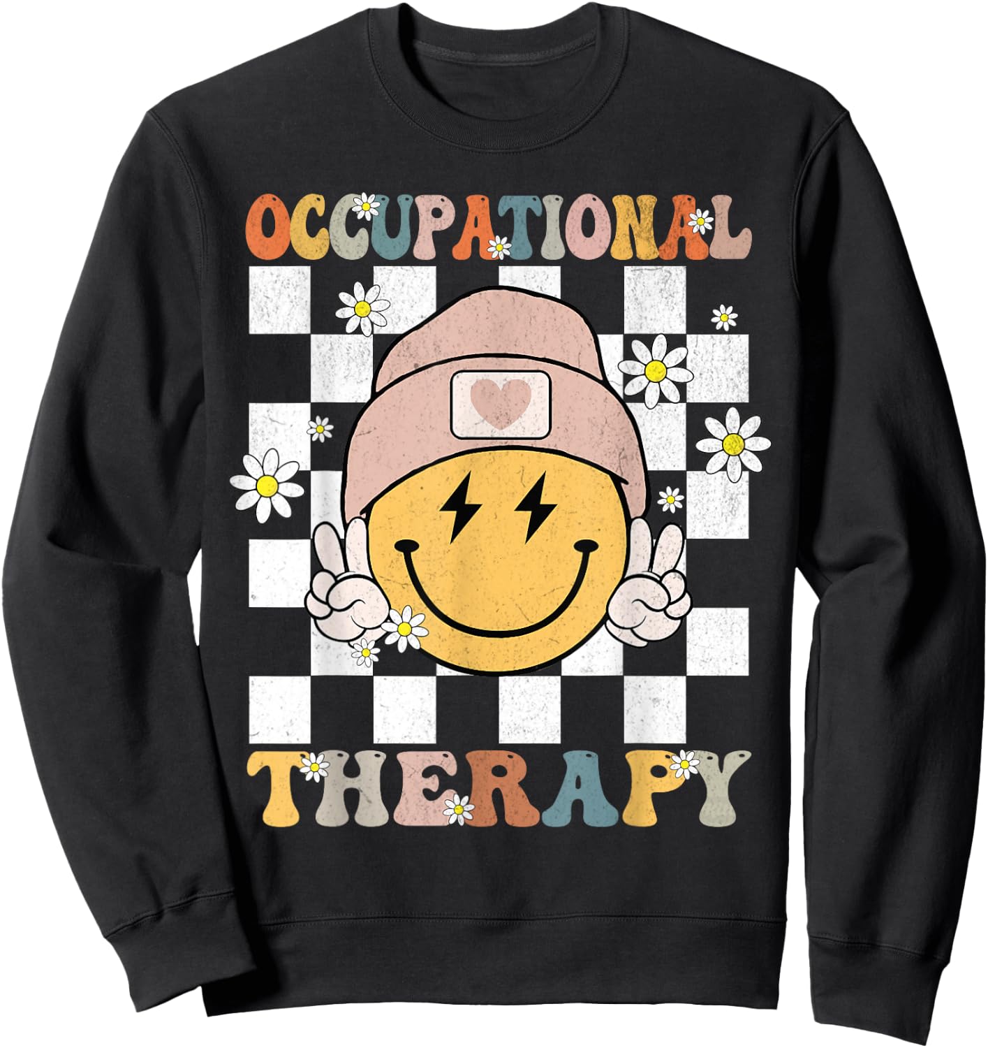 Occupational Therapy OT Therapist Groovy Retro Sweatshirt - Sweatshirt | Black