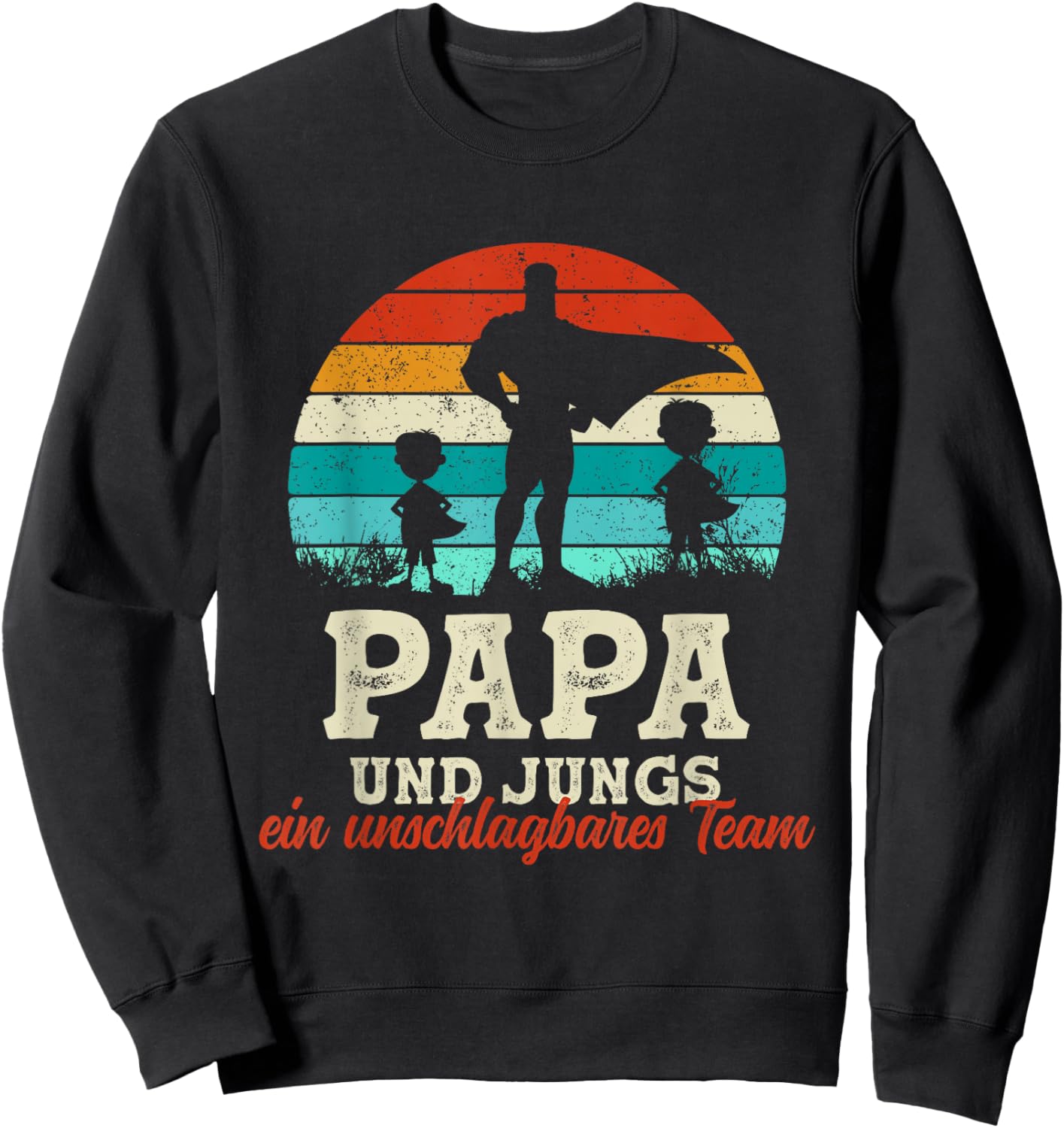 Team Papa Zwei Söhne Kinder Jungs Vatertag Bester Super Papa Sweatshirt - Sweatshirt | Black