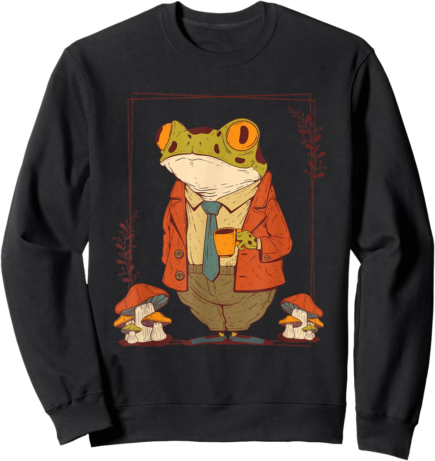 Frog Goblincore Clothes Dark Academia Aesthetic Mushroom Small Sweatshirt - Sweatshirt | Black