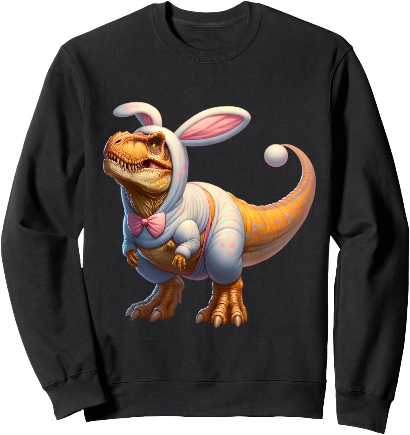 Funny easter bunny dinosaur t-rex apparel -Adults, -Kids Multicolor Cartoon Dinosaur Easter Classic Small Short Sleeve Sweatshirt - Sweatshirt | Black