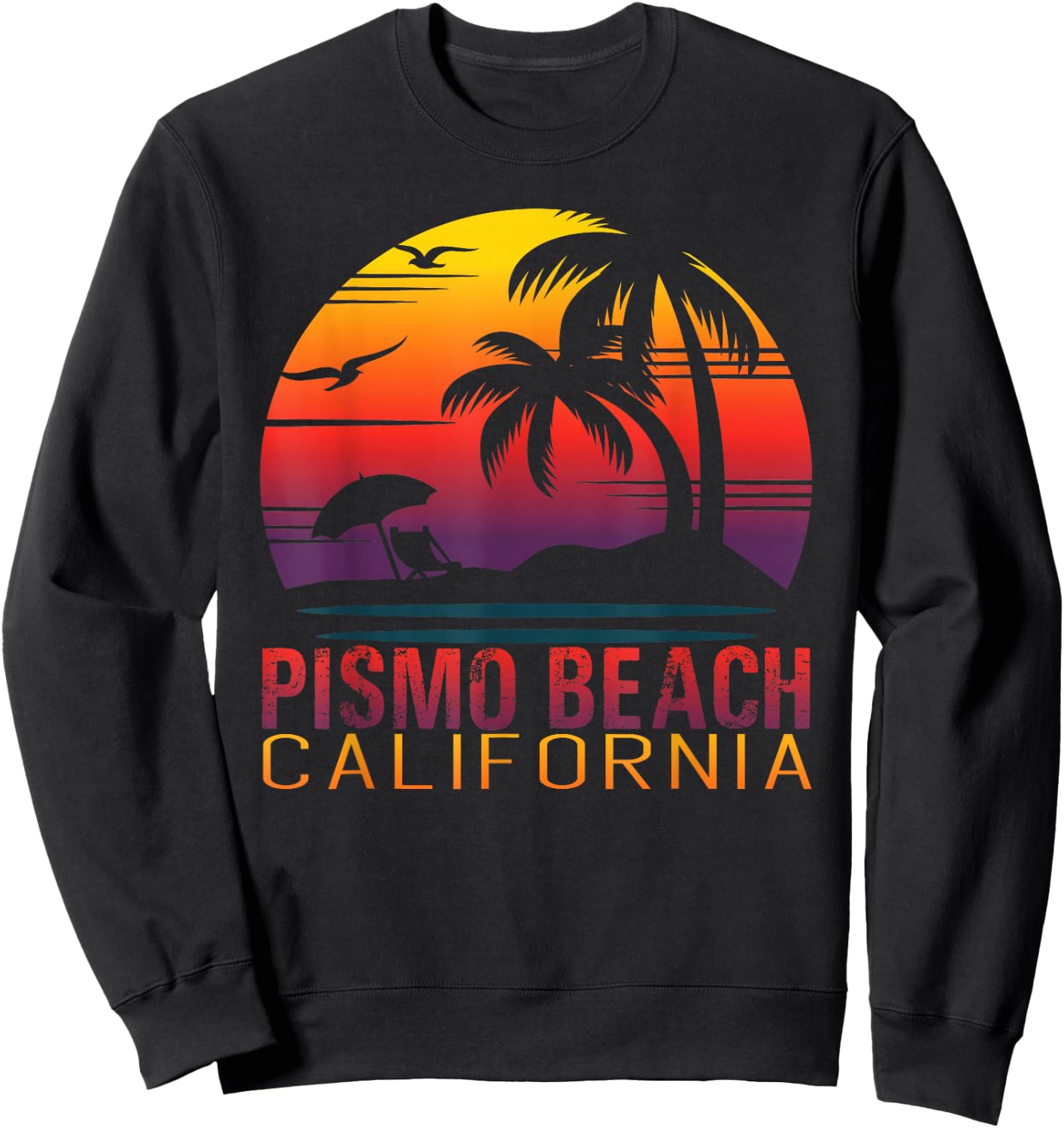 Retro Sunset Pismo Beach California Summer Vacation Gift Men Women Girls Kids Sweatshirt - Sweatshirt | Black