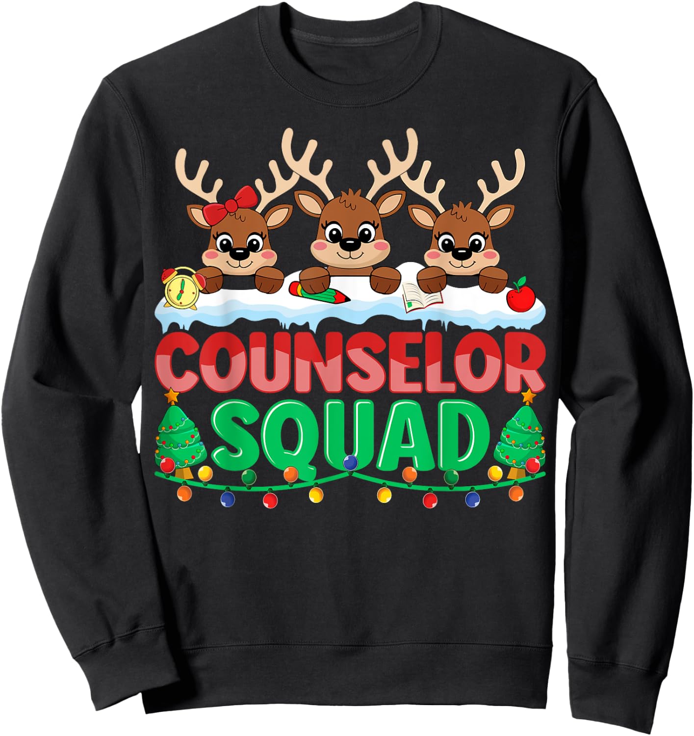 Counselor Squad Reindeer Xmas School Counselor Christmas Sweatshirt - Sweatshirt | Black
