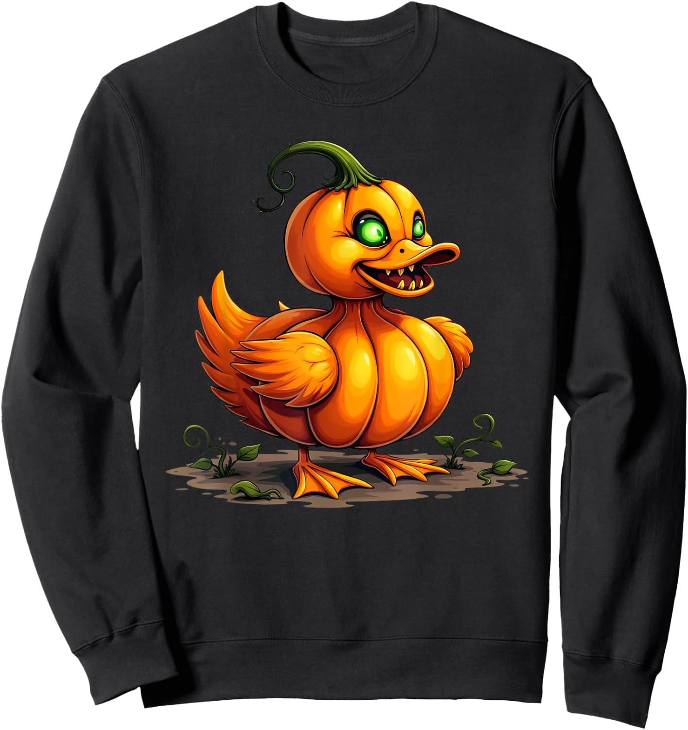 Scary Duck Pumpkin Funny Halloween Kids Sweatshirt - Sweatshirt | Black