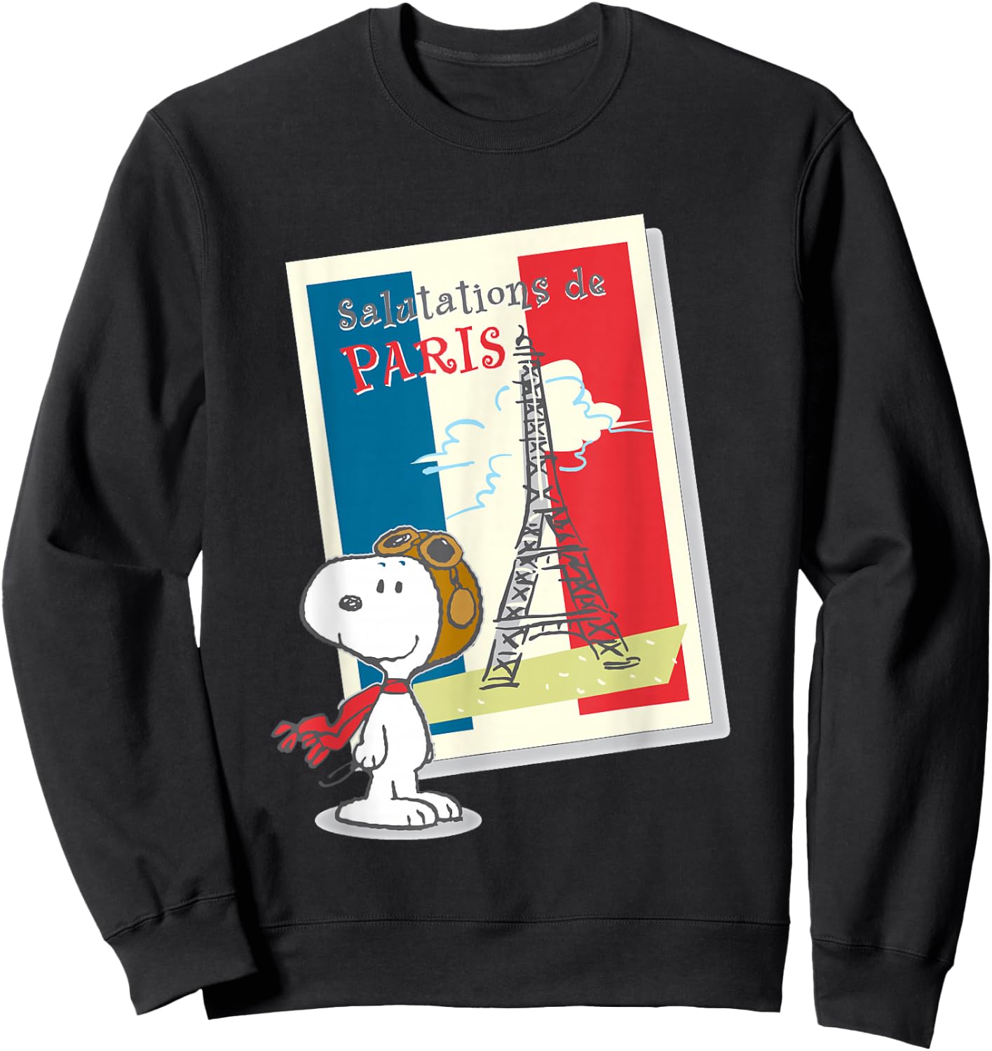 Peanuts Snoopy in Paris , Black, S Sweatshirt - Sweatshirt | Black