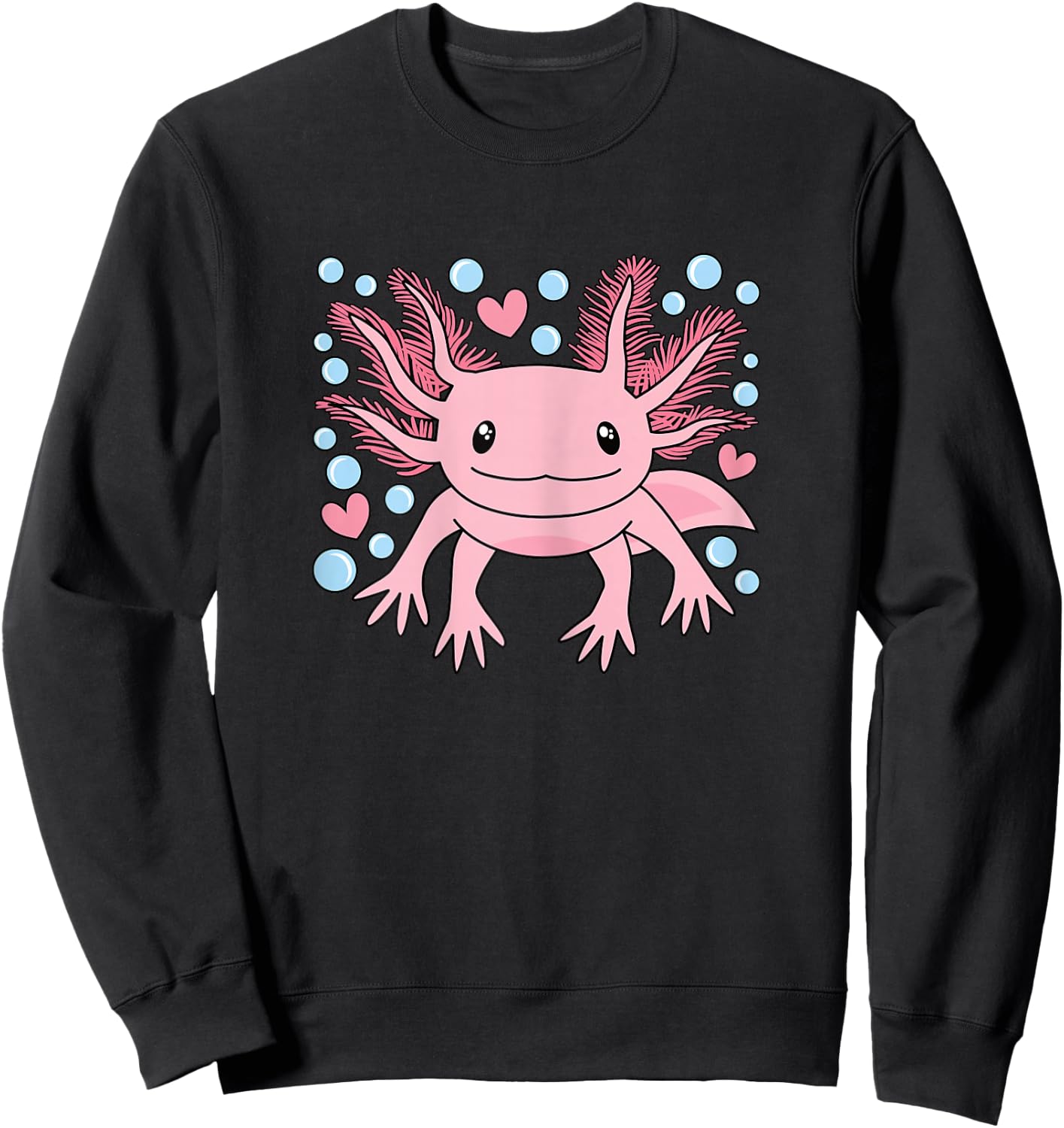 Cute Kawaii Axolotl Salamander Women Girls Kids Sweatshirt - Sweatshirt | Black