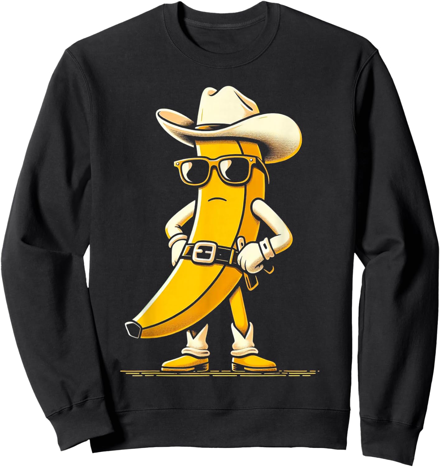 Banana Cowboy Cowgirl Country Western Novelty Funny Banana Sweatshirt - Sweatshirt | Black