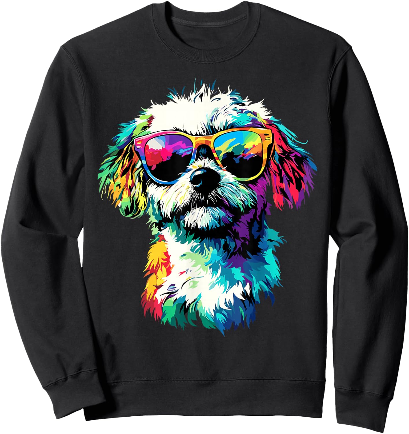 Maltese Dog with Sunglasses I Love Cute Maltese Dogs Sweatshirt - Sweatshirt | Black