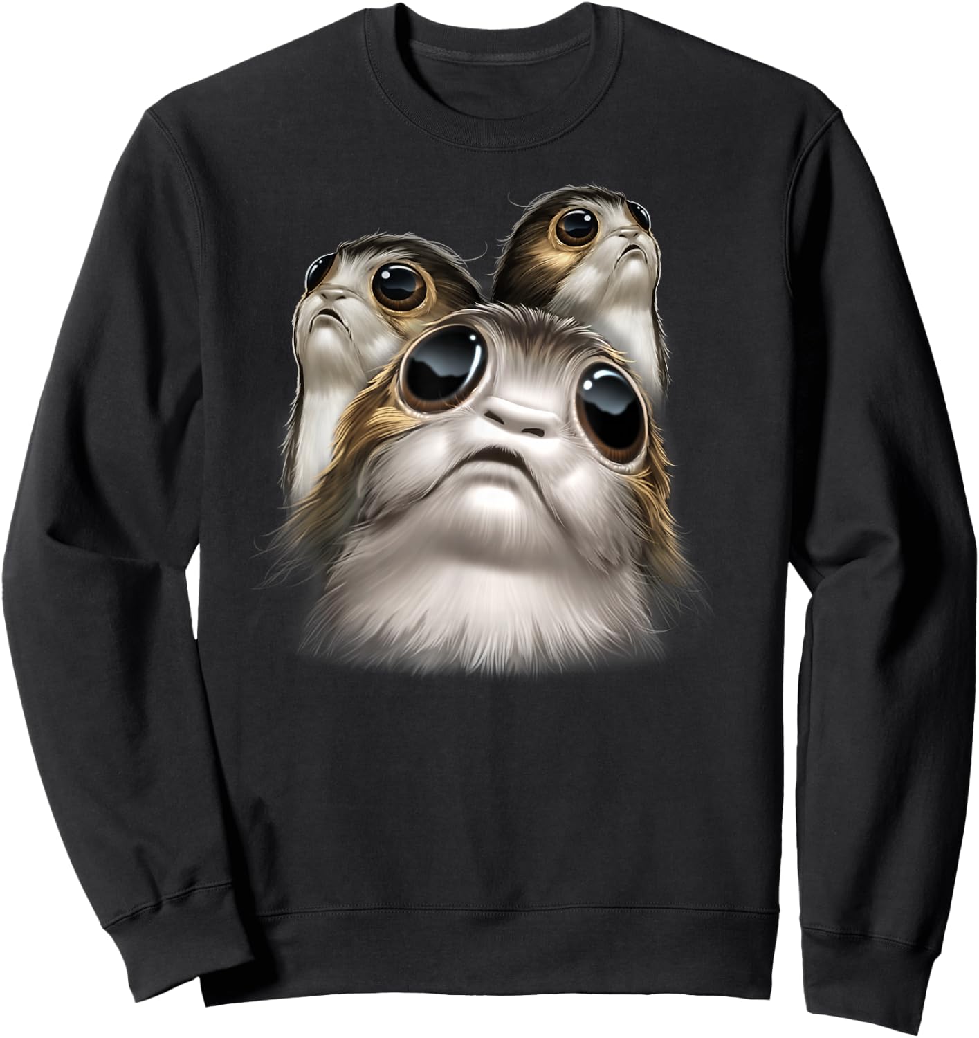 Star Wars Last Jedi Porgs Big Eyes Cute Graphic Sweatshirt - Sweatshirt | Black