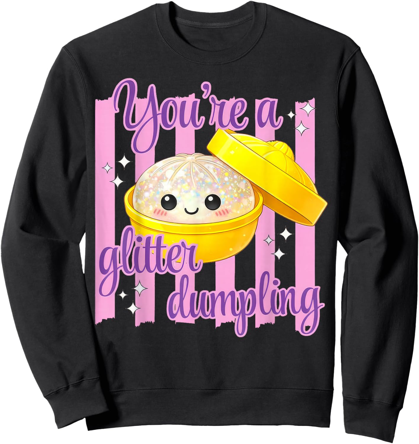 Funny Striped You're A Dumpling Cute Dumpling Kids Girls Sweatshirt - Sweatshirt | Black