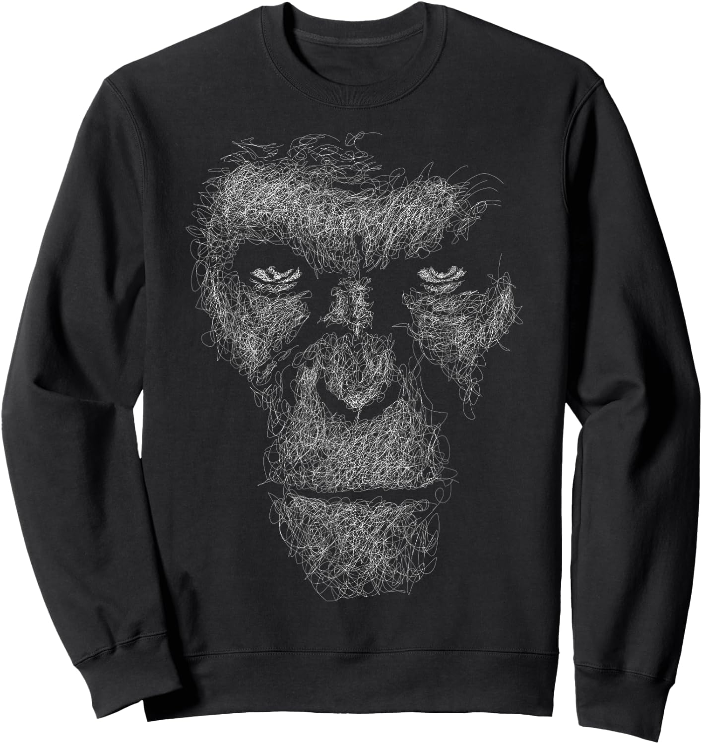 gorilla face scribble art head for lover Silverback animals Sweatshirt - Sweatshirt | Black