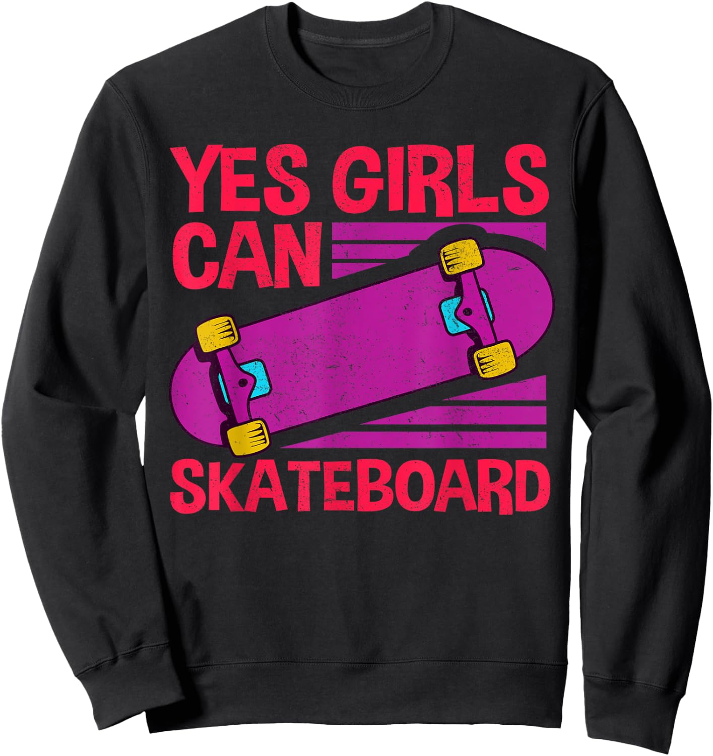 Funny Girls Skateboard Gift Kids Cool Skateboarder Skate Sweatshirt - Sweatshirt | Black