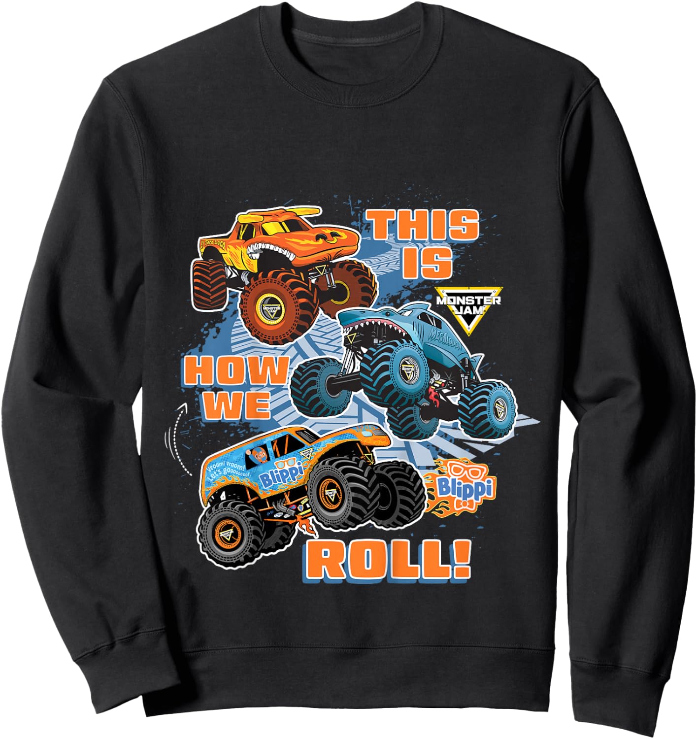 Kids Blippi El Toro Loco Megalodon This is How We Roll Sweatshirt - Sweatshirt | Black