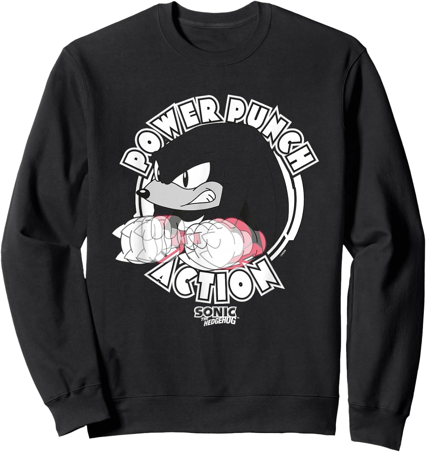 Sonic The Hedgehog Power Punch Action Knuckles Sweatshirt - Sweatshirt | Black