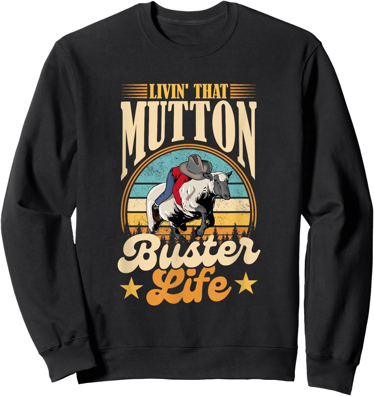 Mutton Busting Youth Rodeo Sheep Riding Kids Mutton Buster Sweatshirt - Sweatshirt | Black
