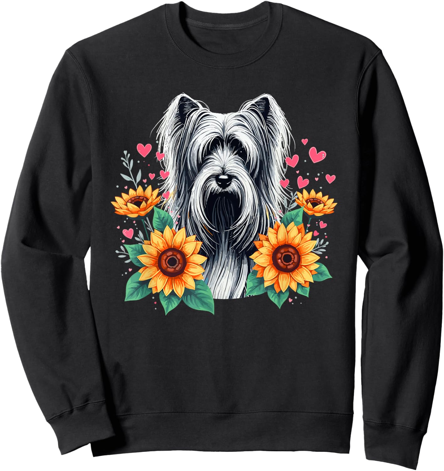 Sunflowers Skye Terrier Terriers Sweatshirt - Sweatshirt | Black