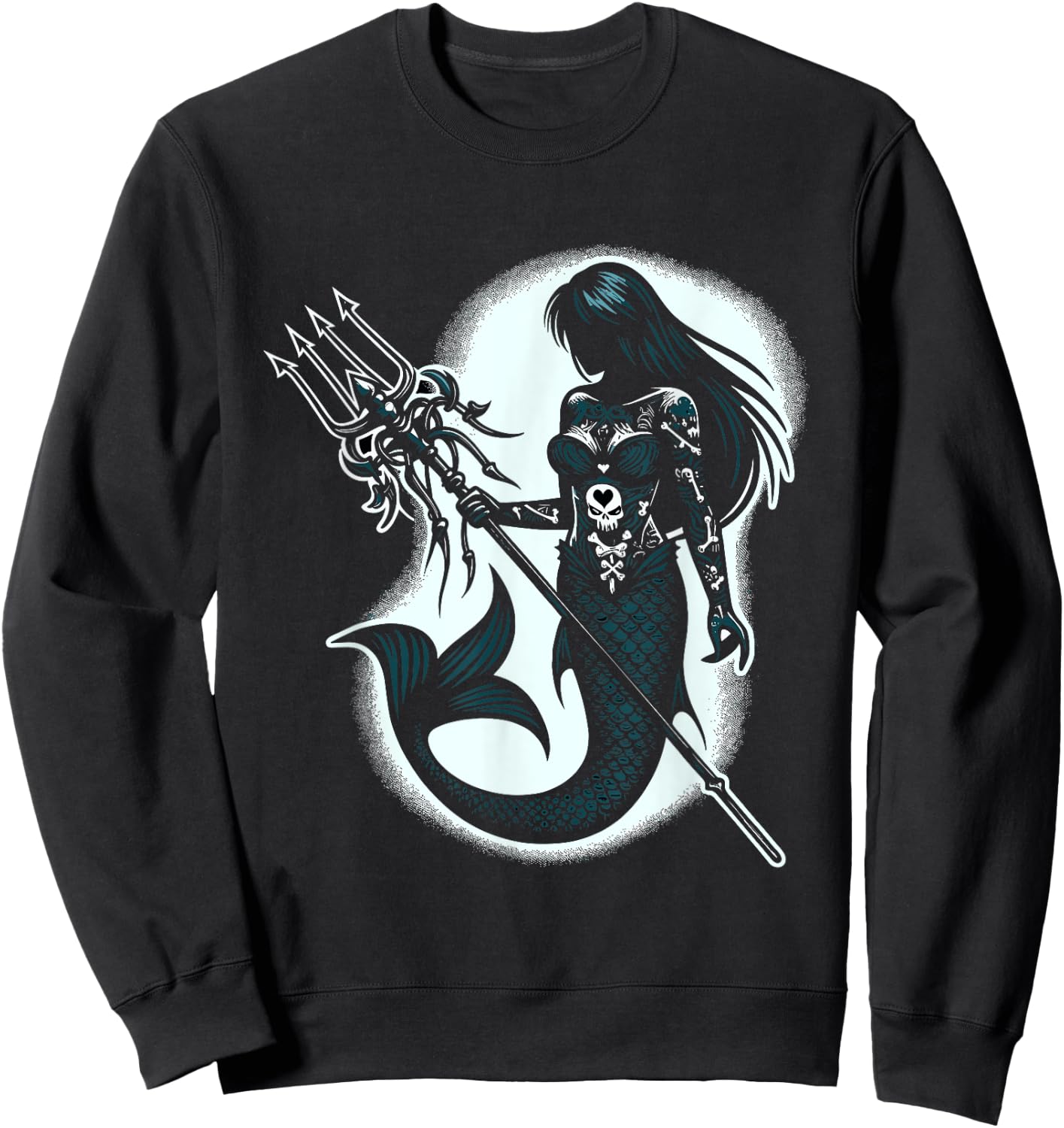 Spooky Sirens Horror Mermaid Creepy Mermaid Haunted Sea Sweatshirt - Sweatshirt | Black