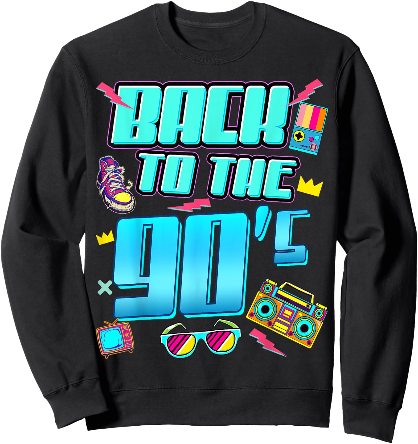 90er Jahre Outfit Damen Herren Back to The 90s Retro Party Sweatshirt - Sweatshirt | Black