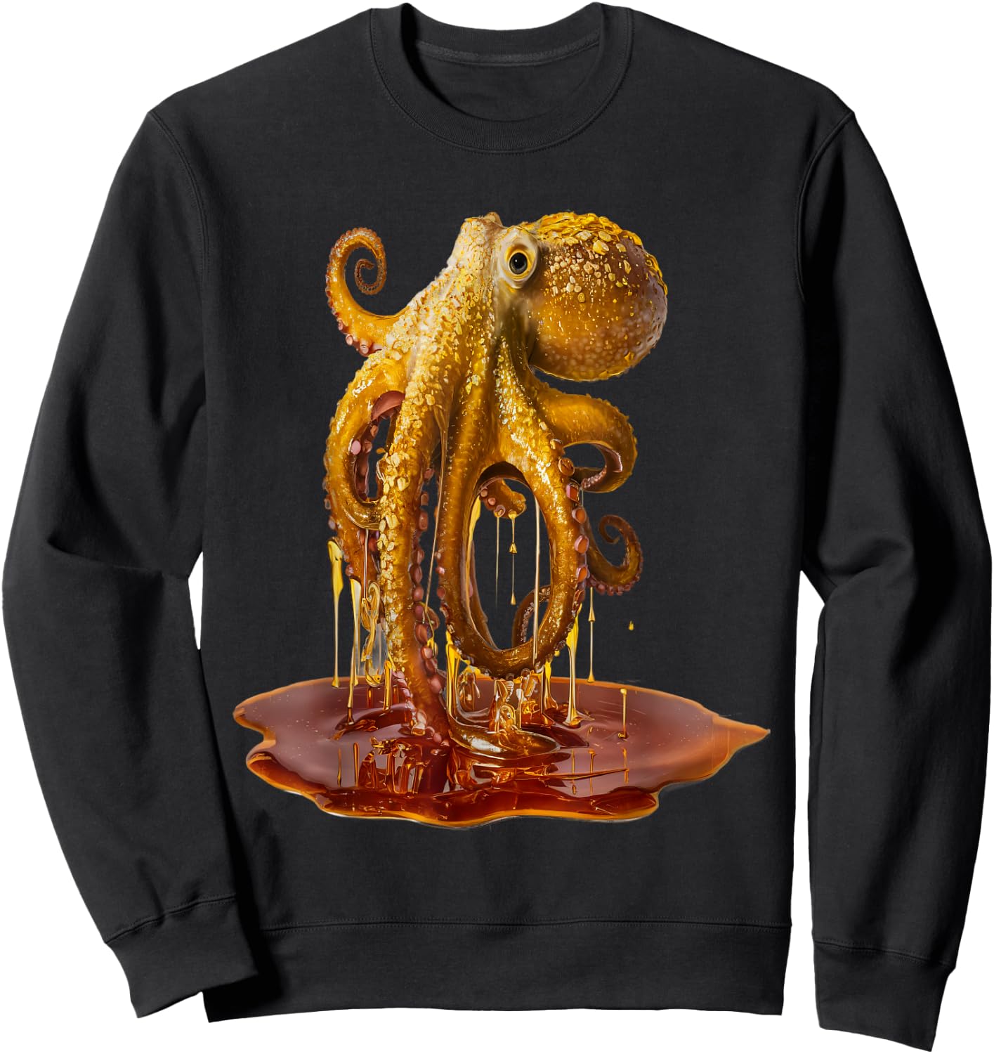 Octopus Men Woman Aesthetic Gold Honey Octopus Sweatshirt - Sweatshirt | Black