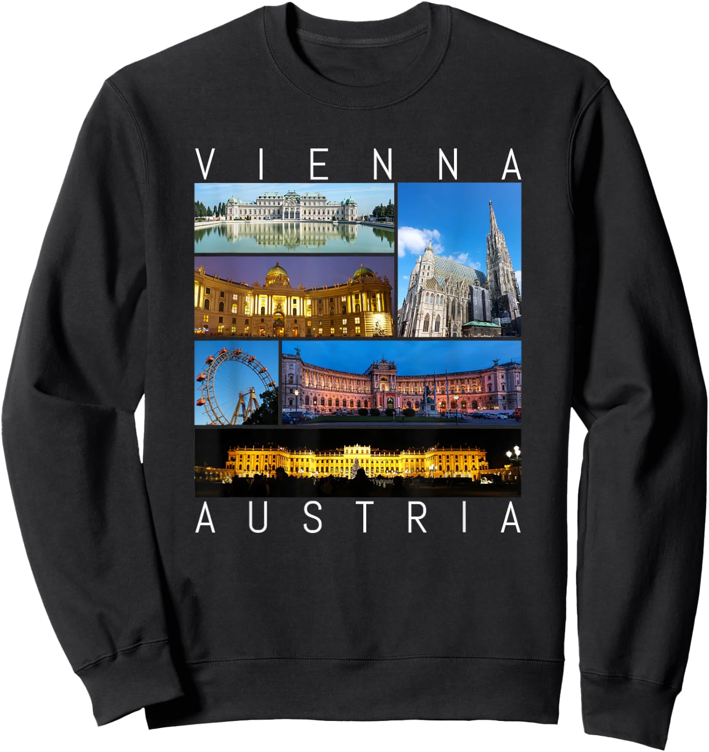 Vienna Austria famous sights gallery Souvenir Sweatshirt - Sweatshirt | Black