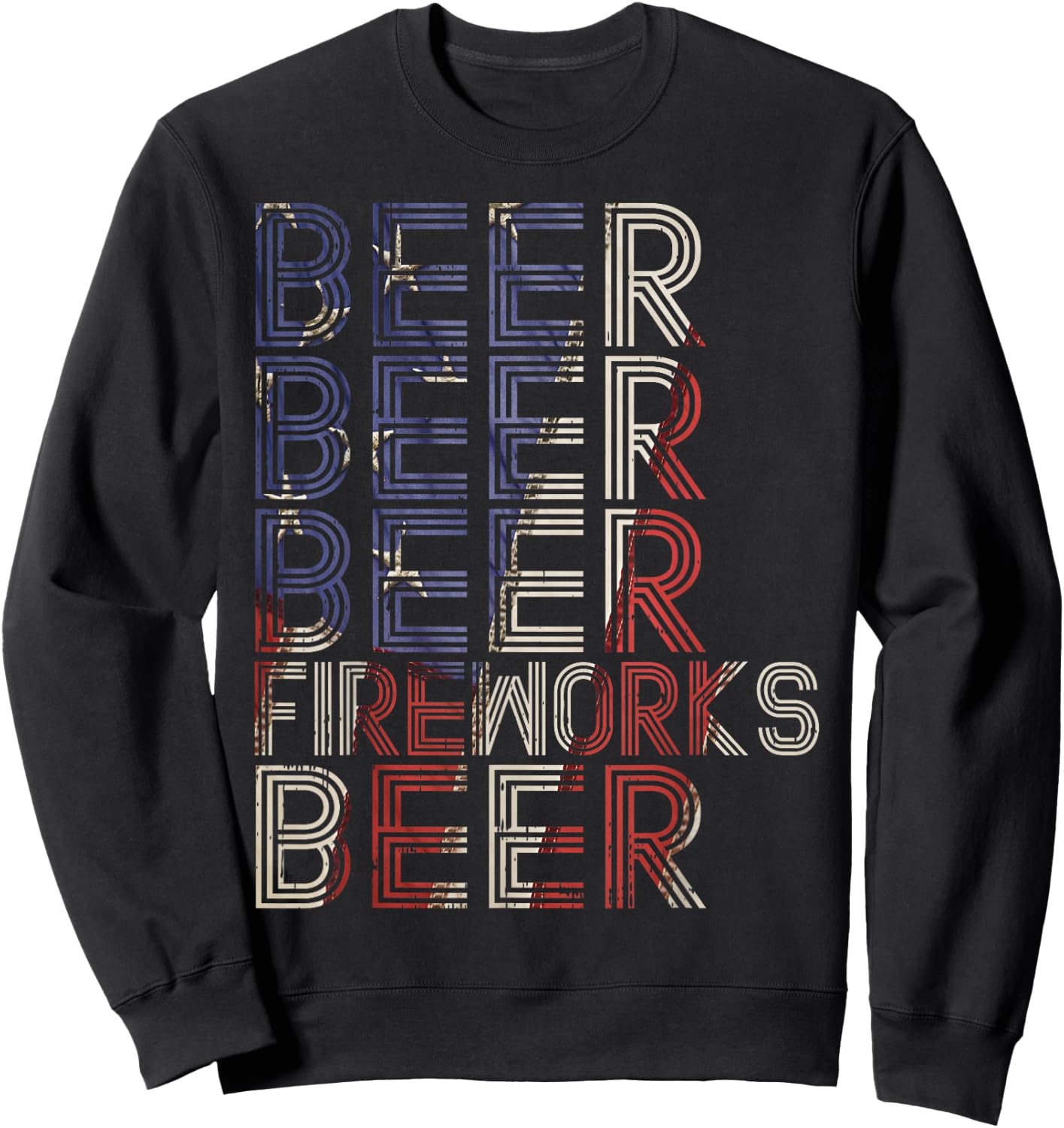 Beer Fireworks Retro 4th Of July Party Parade Drinking Team Women Men Sweatshirt - Sweatshirt | Black