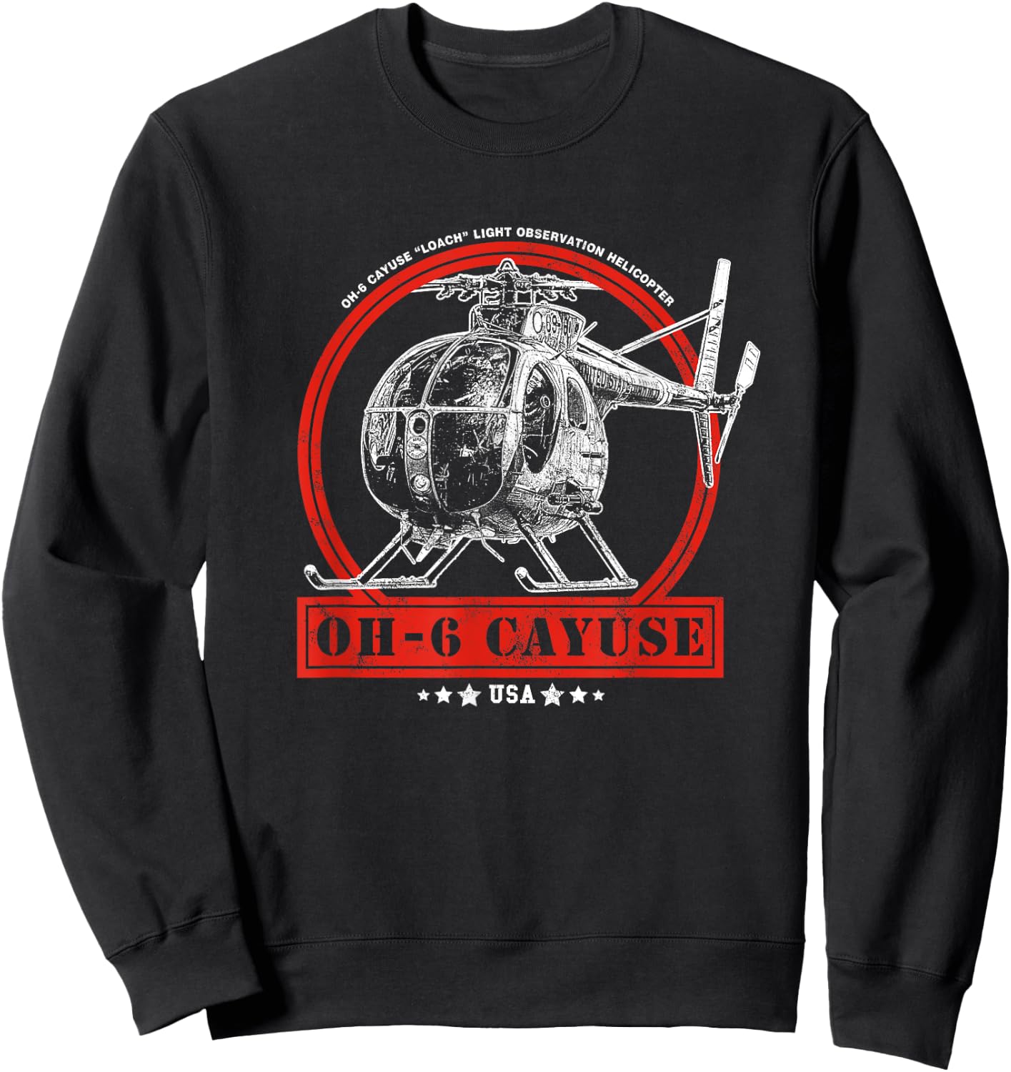 OH-6 "Loach" Cayuse Helicopter Sweatshirt - Sweatshirt | Black