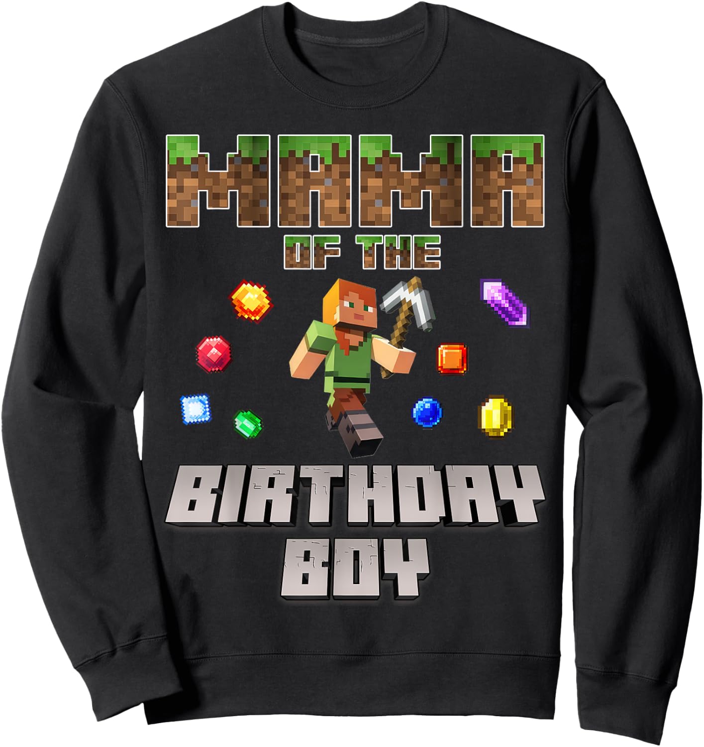 Mama Of The Birthday Boy Video Gamer Pixel Number Sweatshirt - Sweatshirt | Black