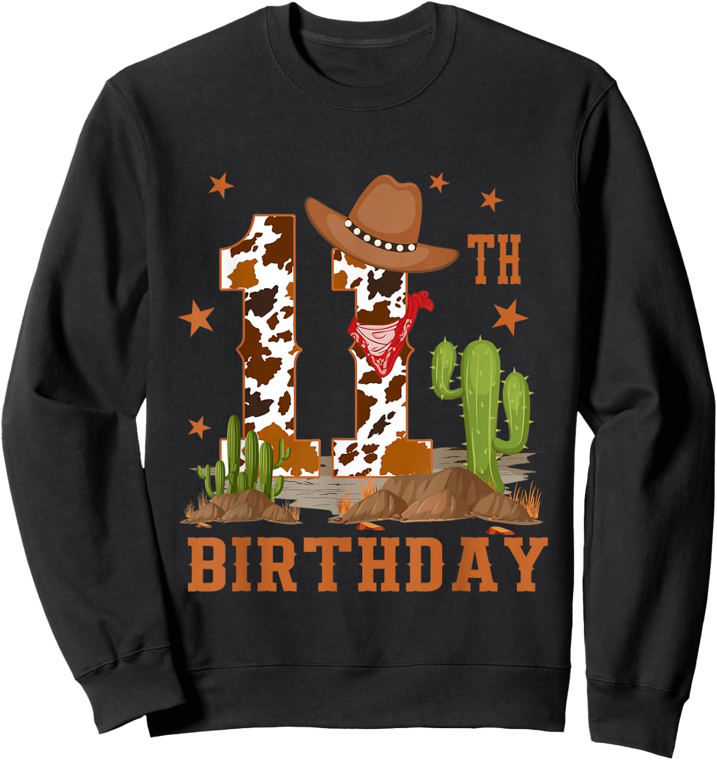 It's My 11th Birthday Cowboy Western 11 Year Old Boy Bday Sweatshirt - Sweatshirt | Black
