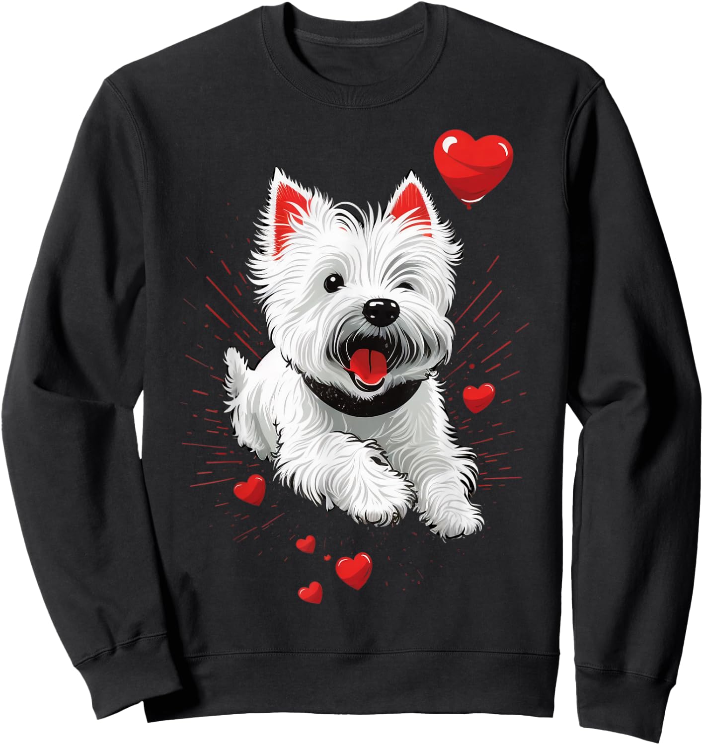 Westie Love Heart on West Highland White Terrier Lover Sweatshirt - Sweatshirt | Black