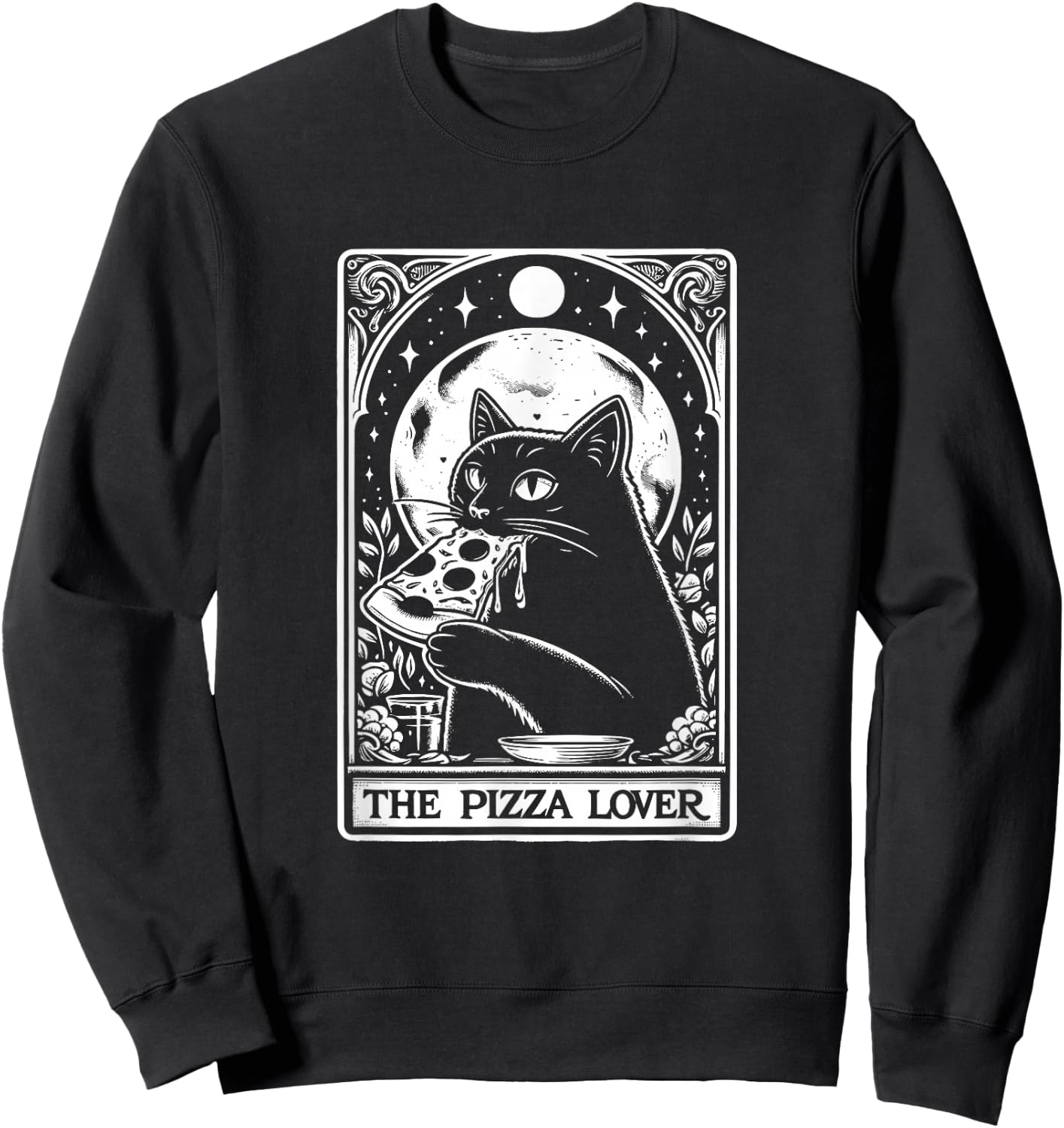Pizza Katze Tarot Vintage Lustig Mystisch Retro Sweatshirt - Sweatshirt | Black